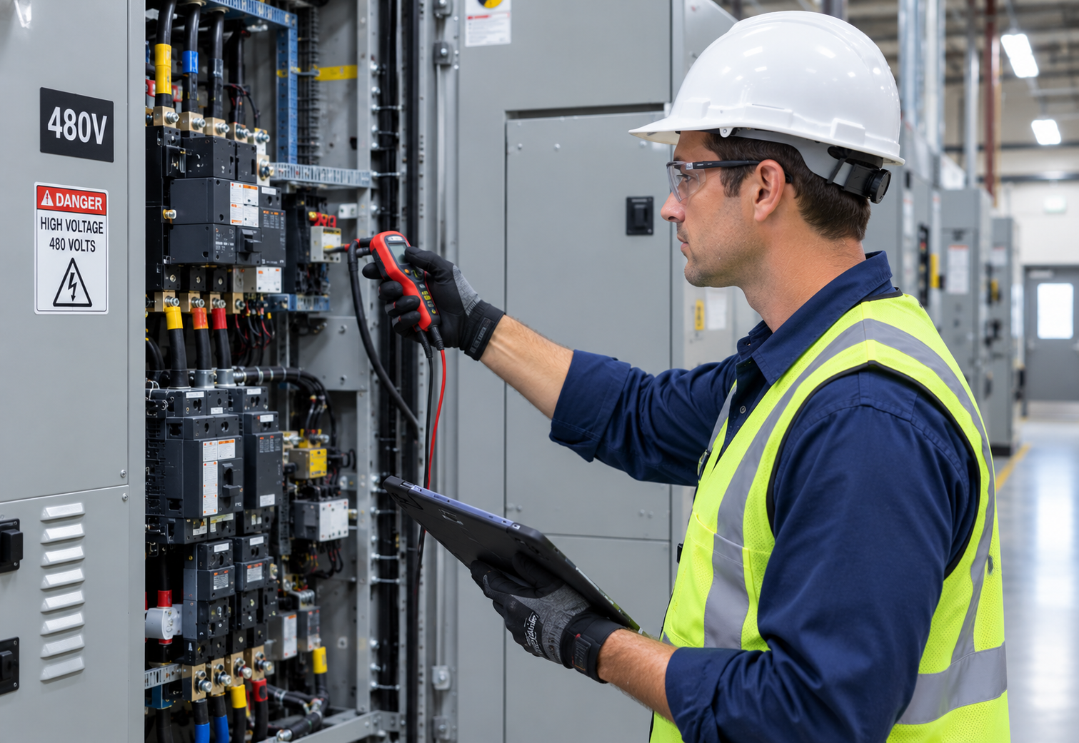 Electrical technician at work